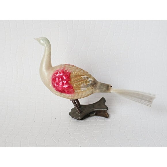 Antique Mercury Glass Bird Clip On Long Neck Bird Ornament  Christmas Ornament 1 - Picture 2 of 5